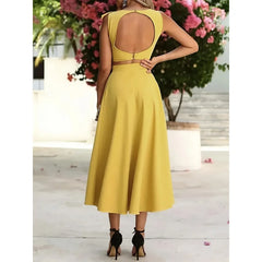LIZAKOSHT - Women's Design Sense Sleeveless Backless Long Skirt Temperament Commuting Fashion Two Piece Set
