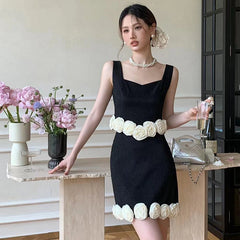 LIZAKOSHT - Summer New French Style Elegant Sweet 2 Piece Set Fashion Sleeveless Top + Short Skirt Sets For Women OL Two Piece