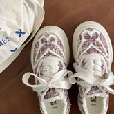 LIZAKOSHT - Ladies Shoes with Bow High on Women Footwear Platform Canvas Lace Up Off White 2024 New In Free Shipping Offer Trends Spring A H