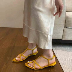 LIZAKOSHT - New Summer Fashion Women Narrow Band Sandals Ladies Casual Beach Party Dress Gladiator Sandalias