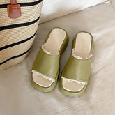 LIZAKOSHT - New Summer Platform Wedges Heel Women Slippers Shoes Concise Open Toe Beach Vacation Dress Slides Zapatos De Mujer