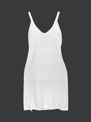 LIZAKOSHT - Summer Sexy Crochet Hollow Out Knit Spaghetti Strap High Slit Beach Maxi Dress for Women