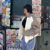 Lizakosht European and American style spring new female street loose fashion mid-length contrast color lapel trend jacket