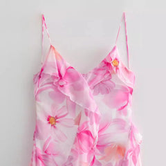 LIZAKOSHT - Women's Temperament Flounce Printed Suspender Dress