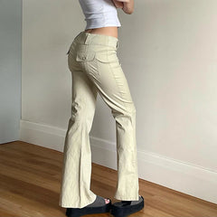 LIZAKOSHT - Hong Kong Style Girls Fashionable Solid Color Micro La Casual Pants, Spring and Summer New Millennium Leg Long Pants