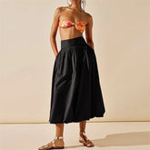LIZAKOSHT - Skirts y2k Women Summer Elegant Solid Color High Waist Loose Fitting Long Bubble Skirt Office Ladies Skirts Streetwear