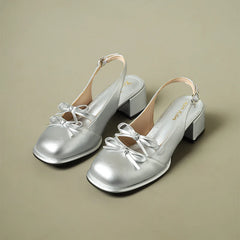 LIZAKOSHT - Closed Toe Sandals Women's Female Shoe Block Heels New Comfort Retro Girls Open Chunky Summer Bow Scandals Butterfly-knot