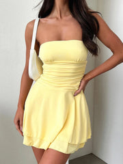 LIZAKOSHT - White Mini Dresses Women Summer Sexy Strapless Dress Female Elegant Chic Party Club Dresses Ladies Bodycon Backless Vestidos