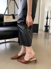 LIZAKOSHT - Casual Women Slides Slippers Outside Mules Shoes Thick Mid Heels Black Beige Brown