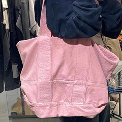 LIZAKOSHT - Girls Pink Sweet Kawaii Tote Bags Y2k Aesthetic Japanese Streetwear Handbags Fashion Women Casual Simple Shoulder Underarm Bag