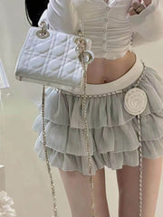 LIZAKOSHT - Sweet Fairy Style A-Line Skirt Women's Summer New Chain Waist Belt Anti-Light Elastic Waist Versatile Short Skirt