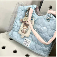 LIZAKOSHT - Harajuku Blue Shoulder Bags Women Transparent Large Capacity Casual Tote Bag Ladies Sweet Canvas Messenger Bag Aesthetic