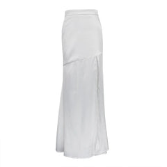 LIZAKOSHT - New Luxury Satin Fishtail Long Skirt Women's Fashion Split High Waist Solid Zipper Casaul Party Vacation Summer Skirts