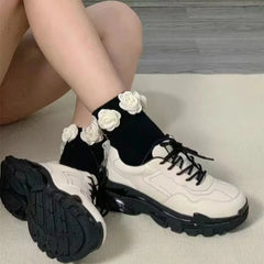 LIZAKOSHT - Autumn Sneakers Women Simplicity Solid Colour PU Leather Platform Sports Shoes Woman Korean Style Low-top Casual Shoes