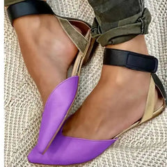 LIZAKOSHT - Pointed Toe Women Sandal Casual Flat Heel Shoes Fashion Hook Loop Ankle Buckle Women's Sandal Trend Shoes