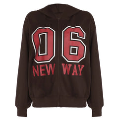 LIZAKOSHT  -  Harajuku Digital Printed Loose Autumn Jacket Women Hooded Zipper-Up Casual Preppy Style Hoodies Korean Outwear Girls