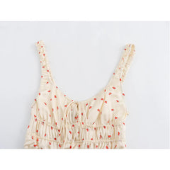 LIZAKOSHT - Floral Print Sling Satin Dress For Women O Neck Sleeveless A-line Mini Summer Dresses Holiday Beach Vestidos