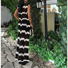 LIZAKOSHT - Striped Sexy Fashion Knitted Beach Resort Bikini Sunscreen Suit for Women