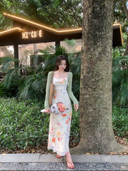 LIZAKOSHT  -  Women Boho Strap Dress Summer Sexy Backless Sleeveless Long Dress French Vintage Elegant Printed Evening Party Long Dresses