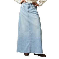 LIZAKOSHT - Denim Skirt For Women Early Spring High Waist Hip Skirt Women's New Retro a-line Mid-length Denim Skirt