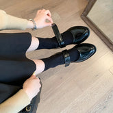 LIZAKOSHT - Fashion Pumps New High Quality Genuine Leather Round Head Mid Heel Simple Mary Jane Shoes Daily Commuter Women's Shoes