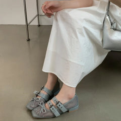 LIZAKOSHT  -  Summer Designer Mesh Women Ballet Shoes Fashion Butterfly-Knot Shoes SQUARE BUCKLE Beach Roman Sandals