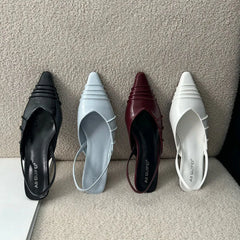 LIZAKOSHT  -  Fashion Spring Slingback Sandals Women Half Wrap Pointy Toe Designer Low Heel Shoes Elegant Shallow Pumps Party Dress Mules