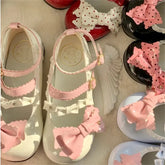 LIZAKOSHT - Japanese Kawaii College Style Sweet Lolita Girls Shoes Mary Jane Dot Love Bowknot Round Head Loli 3-5cm PU Low Heel Shoes
