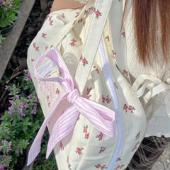 LIZAKOSHT - Sweet Y2k Aesthetic Girls Kawaii Shoulder Bags Japanese Chic Now Flower Print Women's Handbags Fashion Casual Fairy Underarm Bag