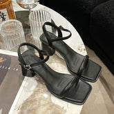 LIZAKOSHT - Summer Narrow Band Open Toe Women Sandals Fashion Party Dress Ladies Thick Heel Gladiator Sandalias Shoes Zapatos De Mujer