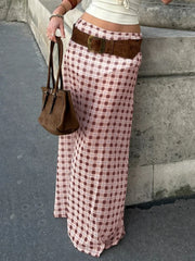 LIZAKOSHT - Vintage Harajuku Plaid Printing Hihg Waist Fashion Slim Fit Women Long Skirts Loose Summer Evening Party Streetwear Maxi Skirt