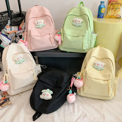 LIZAKOSHT  -  Cute Waterproof Solid Color Nylon Women Backpack College Style Travel Rucksack School Bags for Teenage Girl Boys New