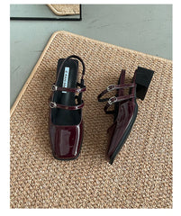 LIZAKOSHT - Retro Style Summer Thick Heel Women Sandals Fashion Square Toe Singbacks Shoes Ladies Elegant Party Dress Sandalias