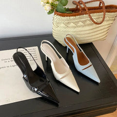 LIZAKOSHT - Spring New Brand Women Sandal Fashion Shallow Slip On Ladies Elegant Slingback Shoes Thin High Heel Dress Pumps New Woman