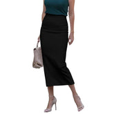 LIZAKOSHT - Urban Female Fashion Solid Color High Waisted Zipper Skirts Spring Autumn Causal Simple Office Lady Midi Skirts