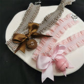 LIZAKOSHT - Kawaii Lolita Bowknot Bell Pendant Lace Choker Necklace Sexy Neck Collar Dress Girls Cosplay Party Jewelry D1254