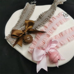 LIZAKOSHT - Kawaii Lolita Bowknot Bell Pendant Lace Choker Necklace Sexy Neck Collar Dress Girls Cosplay Party Jewelry D1254