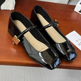 LIZAKOSHT  -  Patent Leather Mary Jane Shoes for Women New Fashion Mid Heel Dress Shoes Women Soft Sole Comfy Red Ballet Shoes Zapatos Mujer