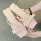 LIZAKOSHT  -  Sweet Narrow Strap Low Heeled Women Slippers Fashion Bowknot Backless Brand Sandals 2025 Elegant Party Designer Beach Shoe Pumps