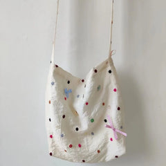 LIZAKOSHT - Girls Ins Kawaii Cute Colored Buttons Shoulder Bags Streetwear Fashion Sweet Bow Handbags Women Y2k Aesthetic Chic Underarm Bag