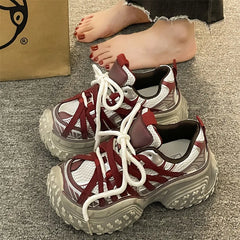 LIZAKOSHT - Womens Sneakers Shoes Fashion Platform Tennis Female Woman-shoes Designer Thick Sole New Trainers Roses Casual Mesh