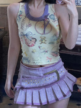 LIZAKOSHT - Y2k Tops Women Summer Sleeveless Vest Tops Japanese Harajuku Cartoon Print Crop Top 2000s Hotsweet Kawaii Tank Tops Streetwear