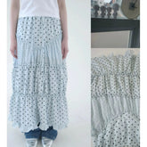 LIZAKOSHT - Mint Green Polka Dot Half Skirt with Lace Splicing Retro Style Korean Waist Design Polyester Fabric H-Shape Long Skirt