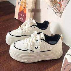 LIZAKOSHT - Spring Autumn White Platform Sneakers for Women Fashion Casual PU Leather Board Shoes Female New Designer Zapatos De Mujer