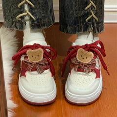 LIZAKOSHT - Cute Bear Womens Sneakers Original Versatile Niche Design Casual Shoes Cartoon Style Breathable Non Slip Shoes Ladies