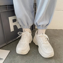 LIZAKOSHT - Summer Woman Flats New Beige Breathable Soft Bottom Heightened Thick Bottom Casual Sports Shoes Womens Shoes