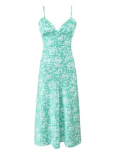 LIZAKOSHT Lace Up Backless Midi Summer Women Dress Spaghetti Strap V Neck Boho Beach Floral New Dress 2024 Vintage French Dress