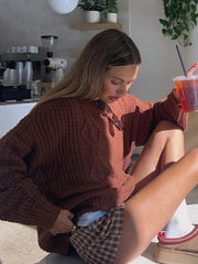 Lizakosht Solid Round Neck Long Sleeved Sweater Women Loose Warm Knitwear Pullover Autumn Winter Fashion Female Commuter Jumper