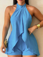 LIZAKOSHT - Solid Minimalist Loose Chic Jumpsuits for Women Stand Collar Sleevelesss High Waist Casual Jumpsuits Female Fahsion Style