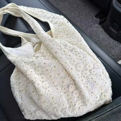 LIZAKOSHT - Y2k Aesthetic Fashion Flower Design Tote Bags All Match Simple Chic Women Underarm Bag Vintage Casual Shoulder Handbags Trendy